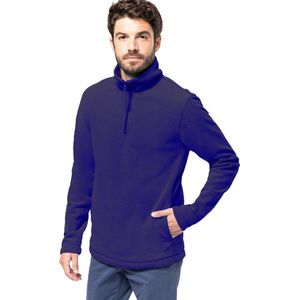 Kariban Fleece trui - indigo blauw - halve ritskraag - warme winter sweater - heren - polyester XXL