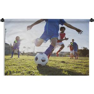 Wandkleed Voetbal - Jongen voetbalt Wandkleed katoen 120x80 cm - Wandtapijt met foto