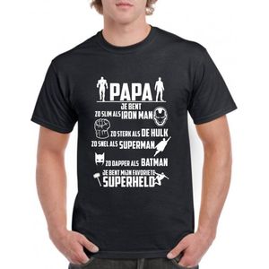 Superheld Papa T-shirt Recht model, valt iets ruim Superman Batman Ironman Maat XL