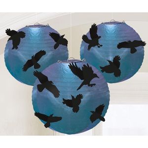 Amscan Lampionnen Raven Papier Blauw/zwart 5 Stuks