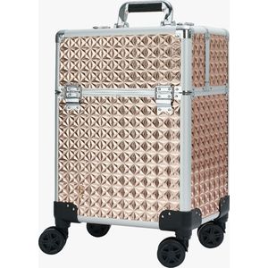 Koffer Gouden Kleur | Beautycase / Beautykoffer / Trolley van aluminium - 8 wielen - Kapper Koffer - Tattoo Koffer - Nagel Koffer - Make-up Koffer