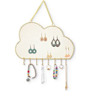 Muur Sieradenstandaard - Wandplanken Sieradenopslag - Oorbellen Organizer - Metalen Oorbelhouder met 10 Haken - Armbanden Halskettingen Display - Cadeau voor Meisjes Vrouwen
