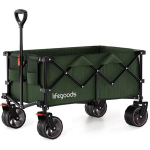 LifeGoods Bolderkar - XL - Opvouwbaar - 200L - 150KG Draagkracht - Groen