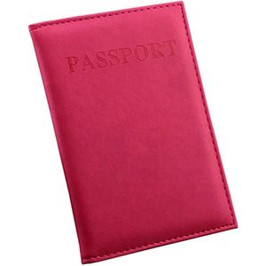 Handige PU Leren Paspoorthoes I Paspoort Houder I Paspoort Cover I Paspoort Omslag I Paspoort Etui I Donker Roze
