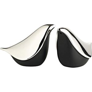peper- en zoutstel duif - Hoogte 6 cm - Verzilverd - Aanslagvrij