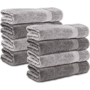 Komfortec handdoeken – Set van 8 - Badhanddoek 50x100 cm - 100% Katoen - Antracietgrijs&Grijs