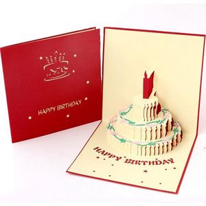 Luxe Pop-Up Kaarten Happy Birthday - Gefeliciteerd - Verjaardagskaarten - 3D Taart - Wenskaarten - 1 Stuk - Met Envelop