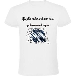 Drankspel Heren t-shirt |olifant | zuipen | quiz | raadsel | alcohol | Wit