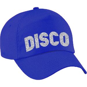 Bellatio Decorations Disco verkleed pet/cap voor volwassenen - zilver glitter - unisex - blauw