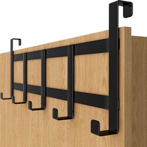Deurkapstok om op te hangen, zwarte hakenlijst om op te hangen aan een deur, met antislip- en vilten pads, praktisch als kledinghaken voor op de deur