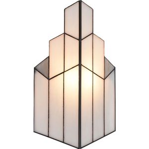 HAES DECO - Wandlamp Tiffany 36x4x21 cm Wit Glas Muurlamp Sfeerlamp Tiffany Lamp