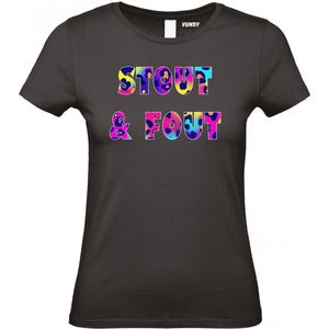 Dames t-shirt Neon Panter Stout & Fout | Toppers in Concert 2025 | Stout & Fout maar Goud | Foute Party Shirt | Zwart Dames | maat XS