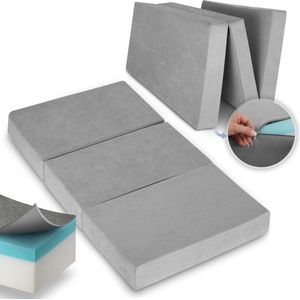 Beautissu VS95 – Premium Opvouwbaar Matras XXL 120x200cm – Extra Dik 14cm Traagschuim Vouwmatras H3 – Wasbar – Eenvoudig Transport – Grijs