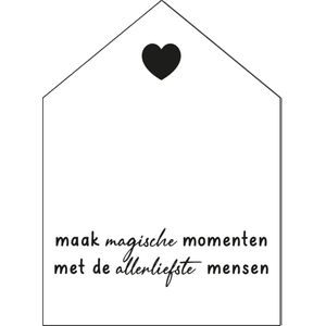 Label2X- Kersthuisje Maak Magische Momenten - Wit - Forex - 30cm hoog - Kerstmis - Kerstdecoratie - Kerst versiering