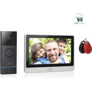 LifeStages - Video Deurbel Met Scherm -2-Draads Met 2-Weg Audiocommunicatie - Touchscreen Binnenscherm - Zilver - Zwart