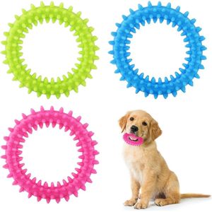 Puppy tandjes kauwen speelgoed, 3 stuks 360 ° schoon huisdier tanden en kalmeren jeuk kleine hond puppy speelgoed ring rubberen hond kauwen speelgoed mondgezondheid puppy interactief kauwspeelgoed