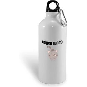 Hacebo® - kat met eigen naam waterfles - Katten - katten liefhebbers - iemand die houdt van katten - verjaardag - cadeau - kado - water fles - 600ML