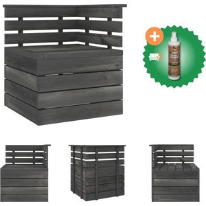 vidaXL Tuinhoekbank pallet massief grenenhout donkergrijs Tuinbank Inclusief Houtreiniger en verfrisser