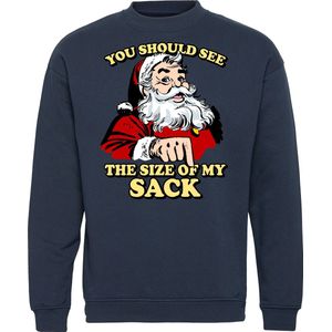 Kersttrui You Should See The Size Of My Sack | Foute Kersttrui Dames Heren | Kerstcadeau | Kerstpakket | Navy | maat XXL