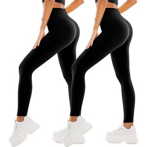Legging met Hoge Taille voor Vrouwen - Boterachtig Zacht Niet Transparante Legging Voor Buikcontrole, Plus-maat Workout Gym Yoga Rekbare Broek - set van 2 - kleur zwart - maat S,M