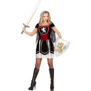 Widmann - Middeleeuwse & Renaissance Strijders Kostuum - Strijdbare Vrouwelijke Ridder Kostuum - Rood, Zwart - XS - Carnavalskleding - Verkleedkleding