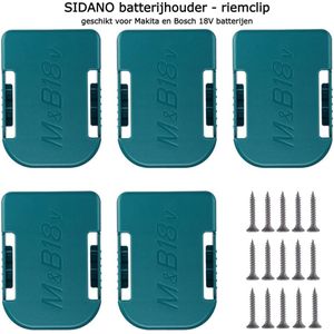 SIDANO® Batterij clip - accu houder geschikt voor Makita 18V en Bosch 18V (Bosch blauw), Riemclip, Dock Houder voor muur of wand, geschikt voor BL1830 BL1840 BAT609