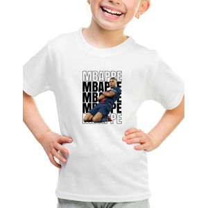 Kylian Mbappe - Kinder shirt met tekst- Kinder T-Shirt - Wit - Maat 146 - T-Shirt leeftijd 11 tot 12 jaar - Grappige teksten - Cadeau - Shirt cadeau - Voetbal tekst- verjaardag