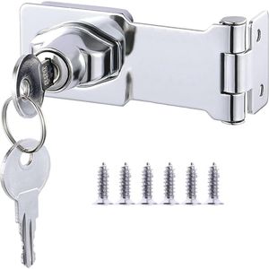 Hasp slot met sleutel voor deuren en meubels - Hangslot voor schuren en kasten 10,1 cm