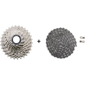 SUPERPROMO 11 speed Shimano cassette met verbeterd tandontwerp 11-30 tanden + 11v KMC ketting met quicklink COMBIDEAL!! 100% compatibel 11-22-33 versnellingen PREMIUM QUALITY