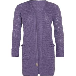 Knit Factory Luna Gebreid Vest Violet - Gebreide dames cardigan - Middellang vest reikend tot boven de knie - Paars damesvest gemaakt uit 30% wol en 70% acryl - 40/42 - Met steekzakken