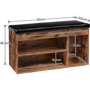 Schoenbank - Bank schoenenkast 31.5D x 82W x 46H centimetres