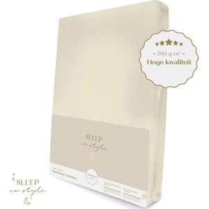 Sleep in Style - Hoge hotelkwaliteit Jersey Hoeslaken voor Matras - 90x200 t/m 100x220 cm - (tot 40 cm hoogte) – 260 grams -creme/champagne