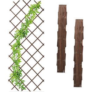 Relaxdays plantenklimrek set van 3 - uitschuifbaar - 90 x 180 cm - houten klimplantenrek