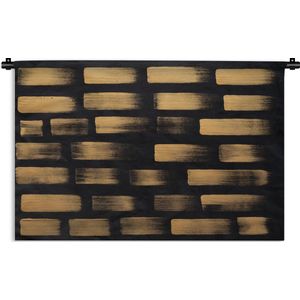 Wandkleed Goud Geverfd - Goud gekleurde strepen op zwart papier Wandkleed katoen 150x100 cm - Wandtapijt met foto