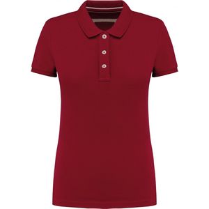 Polo Dames XL Kariban Kraag met knopen Korte mouw Vintage Dark Red 100% Katoen