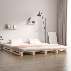 vidaXL Palletbed massief grenenhout 200x200 cm - Palletbed - Palletbedden - Bed - Slaapkamermeubel