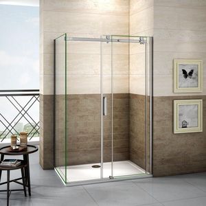 schuifdeur douchewand 125x195cm met zijwand 70x195cm,8mm helder nano veiligheidsglas antikalk,douchecabine