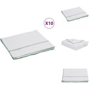 vidaXL Schoonmaakdoek - Schoonmaakdoeken - Poetsdoek - Vloerdoekjes Dweil - Reinigingsdoeken 10 st gestreept 50x60 cm wit en groen