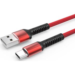 2 meter USB C kabel snel oplaadkabel Rood- datakabel naar USB, extra sterk hoge kwaliteit/geschikt voor Samsung S8 / S9 / S10 / S20 / S21 / Ultra / Plus / A serie/ Huawei / HTC / Nokia / LG / Xiaomi Mi met Type-C oplaad kabel Rood