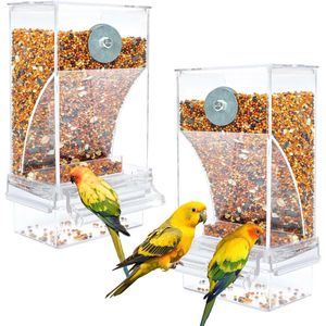Voederautomaat voor vogels - Acryl transparant vogelvoederhuis - Kooiaccessoires valkparkieten - Automatische dispenser