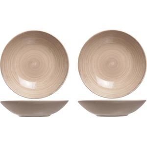 8x stuks ronde diepe borden Turbolino bruin 21 cm - Soepborden/pastaborden