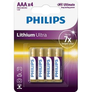 Philips AAA Lithium Ultra Batterijen - 4 stuks