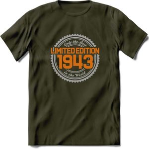 1943 Limited Edition Ring T-Shirt | Zilver - Goud | Grappig Verjaardag en Feest Cadeau Shirt | Dames - Heren - Unisex | Tshirt Kleding Kado | - Leger Groen - XXL