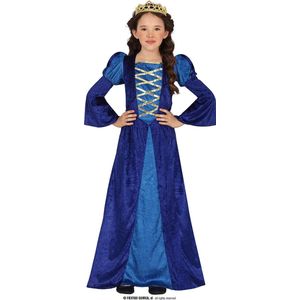 Guirca - Middeleeuwen & Renaissance Kostuum - Sneeuwkoningin Van Het Hoge Noorden - Meisje - Blauw - 10 - 12 jaar - Carnavalskleding - Verkleedkleding