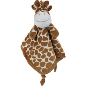 Petit Villain Krel knuffeldoek - giraffe - lekker zacht - kraam cadeau - in crème en bruin