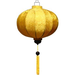 Gele zijden Chinese lampion lamp rond - G-YE-45-S