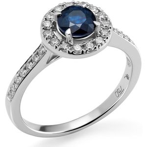 Orphelia RD-3916/SA/54 - Ring - Goud 18 kt - Diamant 0.3 ct / Saffier 0.72 ct - 17.25 mm / maat 54