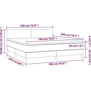 VidaXL Boxspring Matras Kunstleer Grijs 180x200 cm