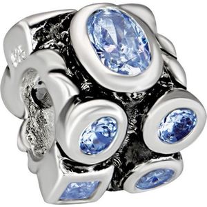 Quiges - 925 - Zilveren - Bedels -Sterling zilver - Beads - Zirkonia Donkerblauw Kraal Charm - Geschikt – voor - alle bekende merken - Armband Z474