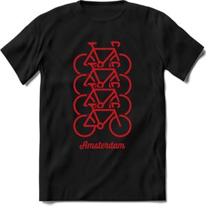 Amsterdam Fiets Stad T-Shirt | Souvenirs Holland Kleding | Dames / Heren / Unisex Koningsdag shirt | Grappig Nederland Fiets Land Cadeau | - Zwart - XL